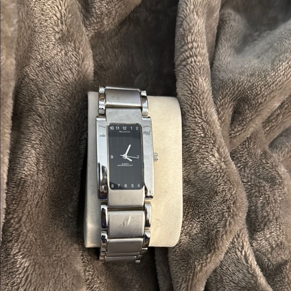 Vellaccio Silver Black Rectangular Watch